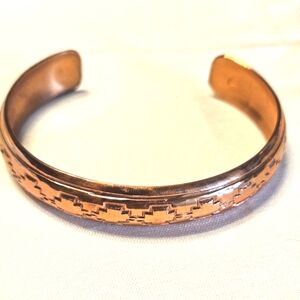 Vintage Navajo Copper Cuff Bracelet signed by an artist with the initial "J"
